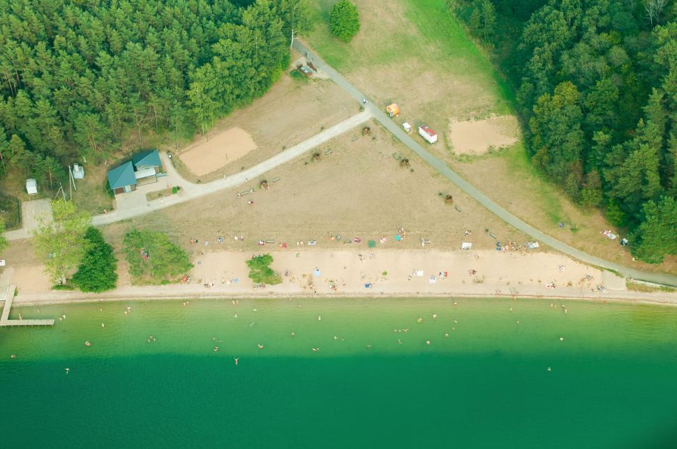 Free Image of Aerial View of Beach and Lake 
