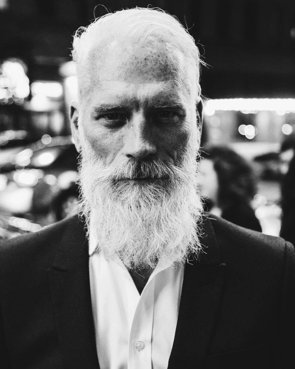 Free Image of Bearded Man in Black and White 