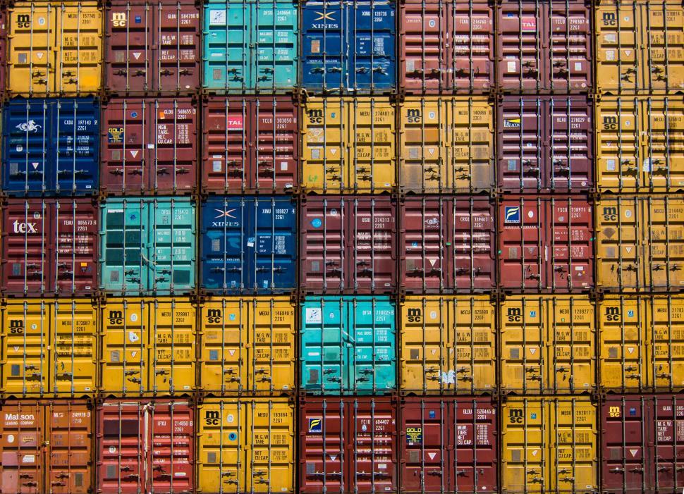 Free Image of Stack of Containers in Warehouse 
