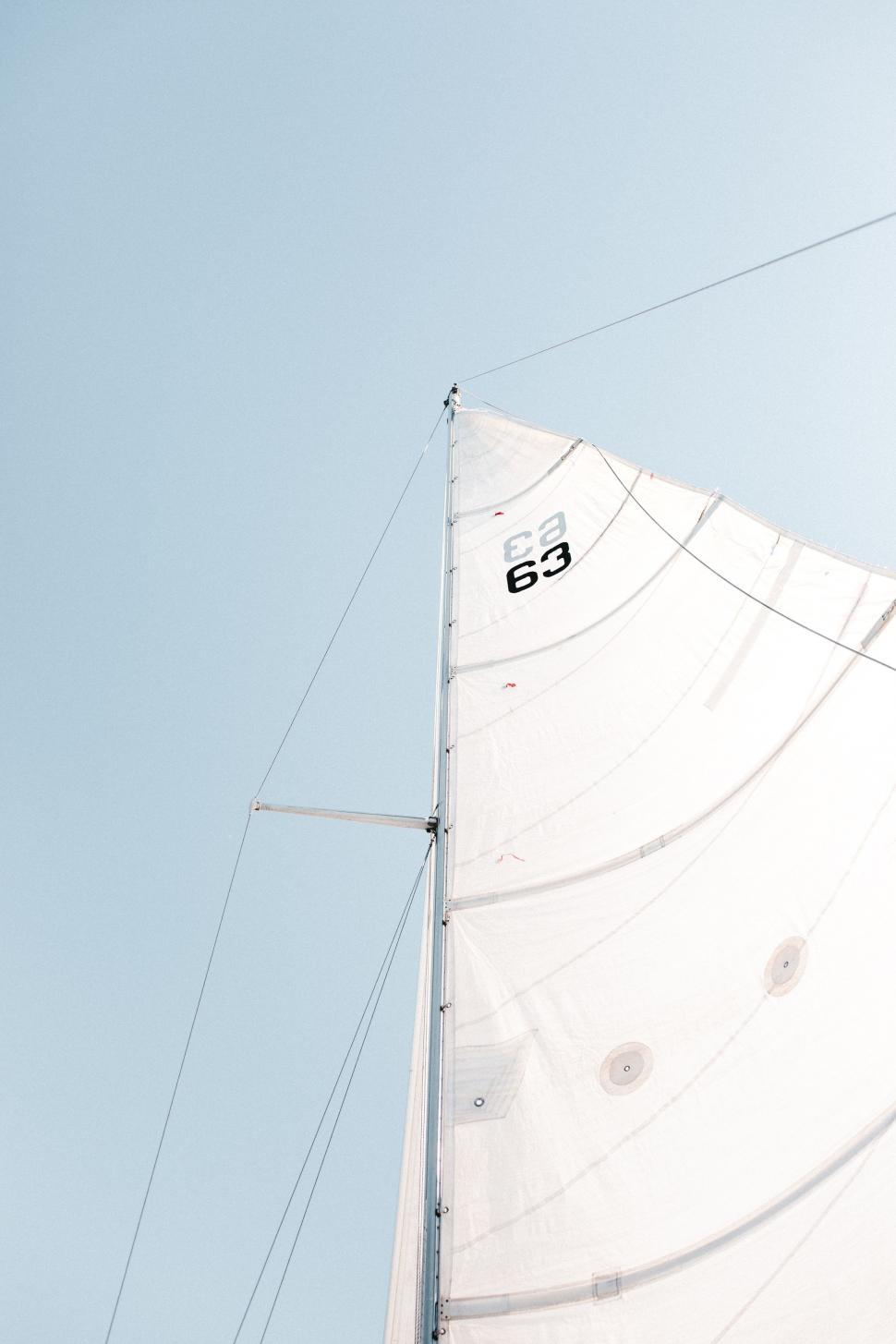 Free Image of White Sail Boat With Number 55 