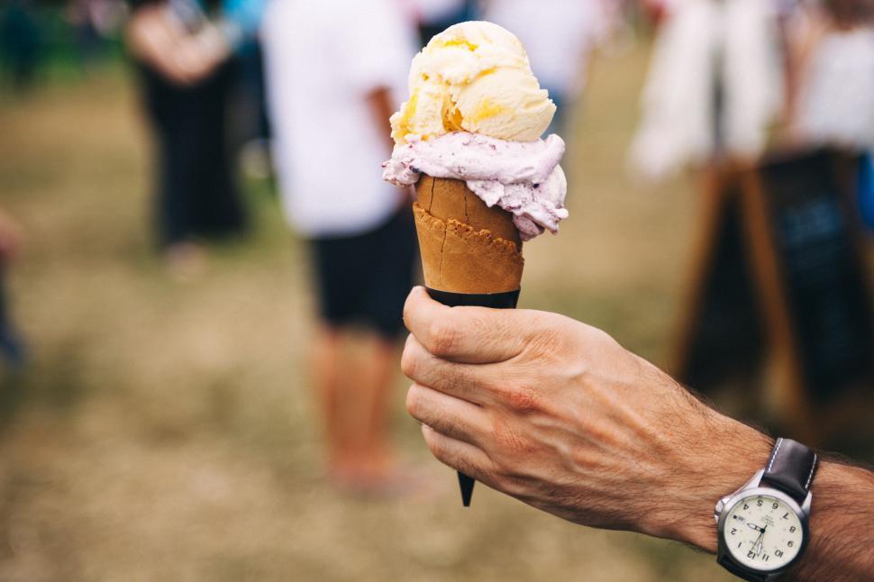 Free Image of Person Holding Ice Cream Cone in Hand 