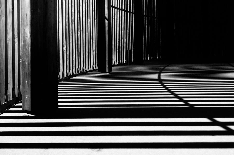 Free Image of Black and White Photo of a Hallway 