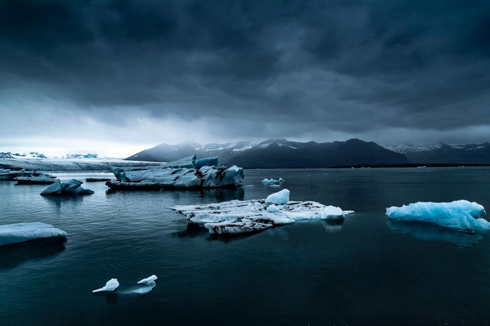 Free Image of Group of Icebergs Floating on Water 
