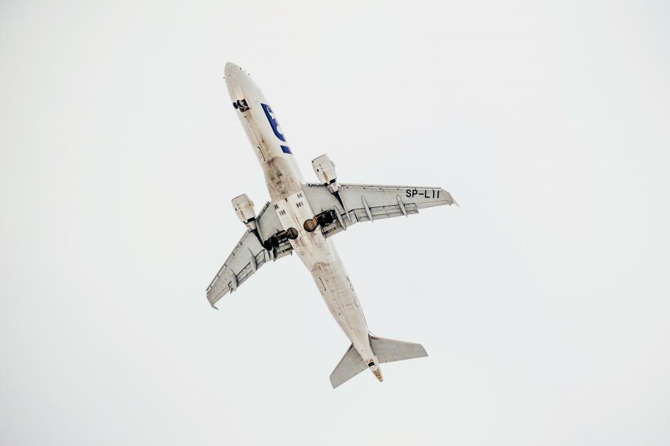 Free Image of Airplane Flying in the Sky on a Cloudy Day 
