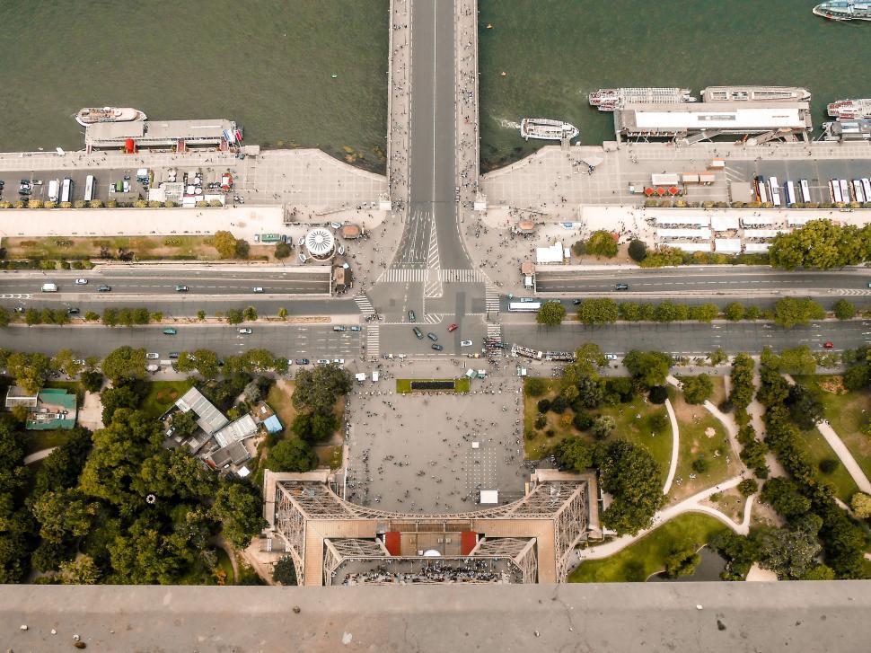 Free Image of Aerial View of Street and Bridge 