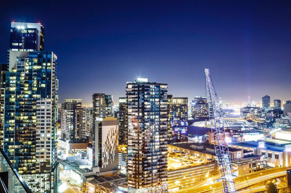 Free Image of Nighttime Cityscape View From Building Top 