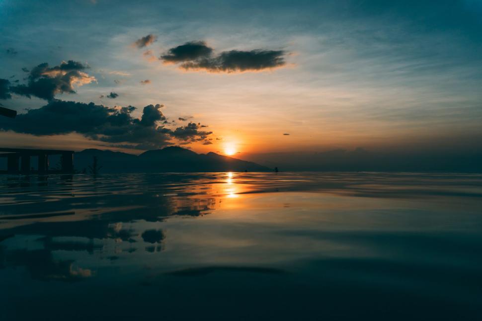 Free Image of Sun Setting Over Body of Water 