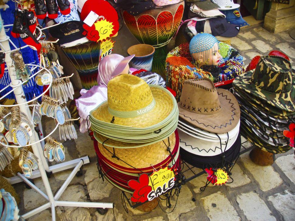 Download Free Stock Photo of Hats on sale in Tunisia 