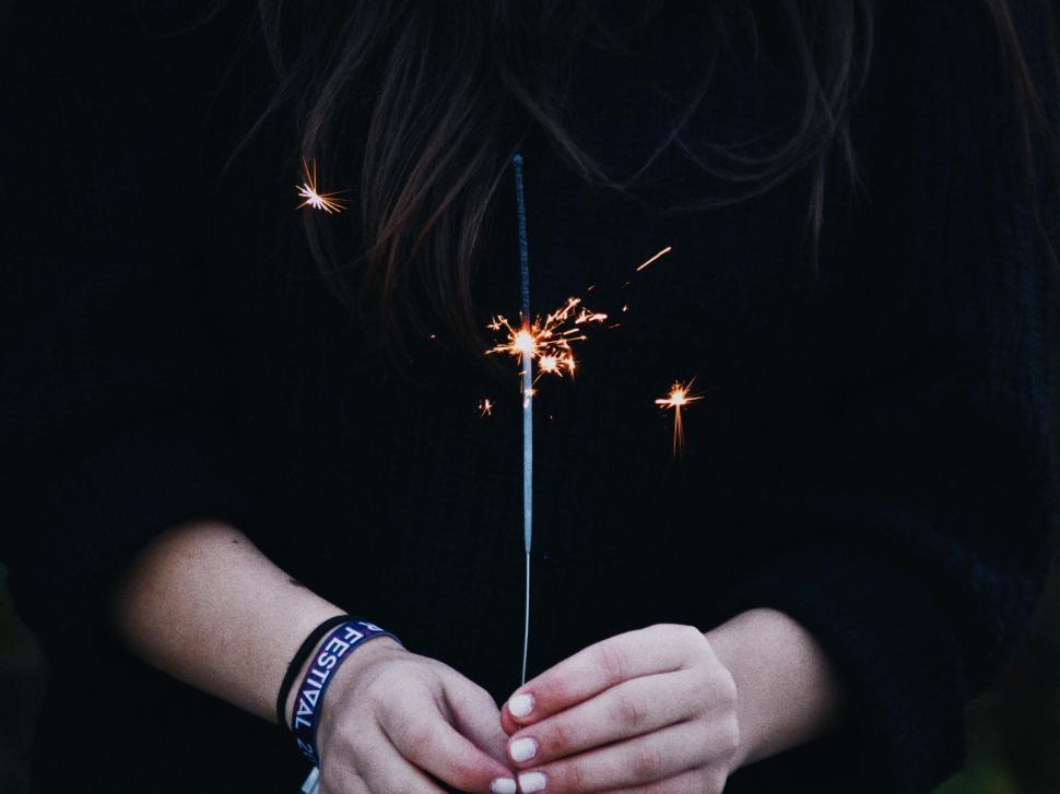 Free Image of Woman Holding a Sparkler in Her Hands 