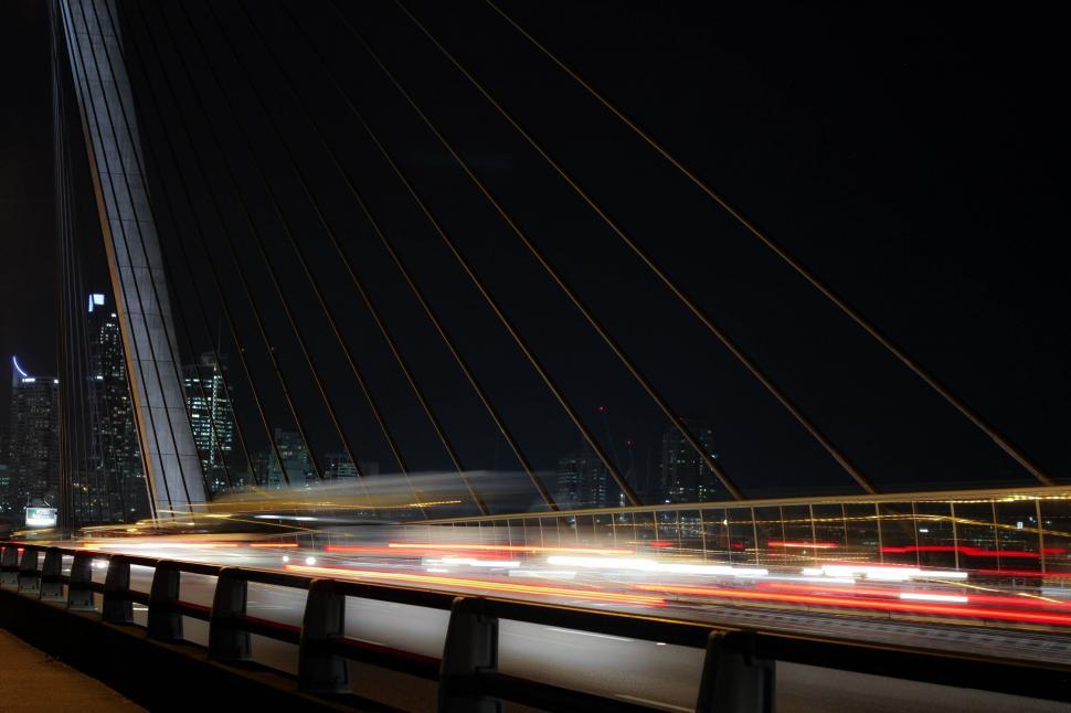 Free Image of Long Exposure of Bridge at Night 