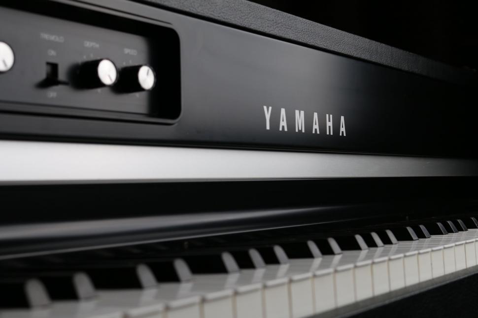 Free Image of Yamaha Piano in Black and White 