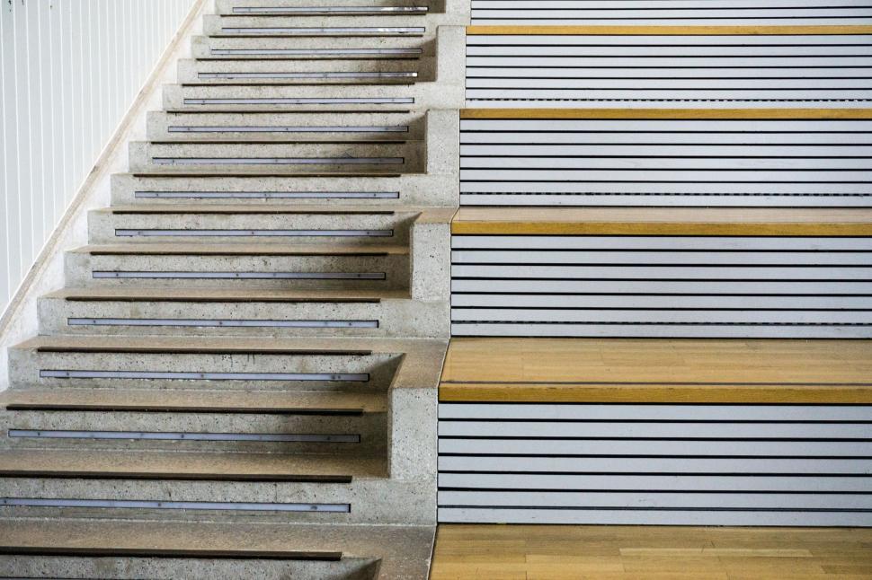 Free Image of Stairs Leading Up to White Wall 