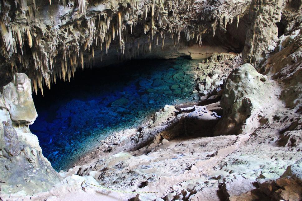 Free Image of Majestic Cave With Blue Pool 