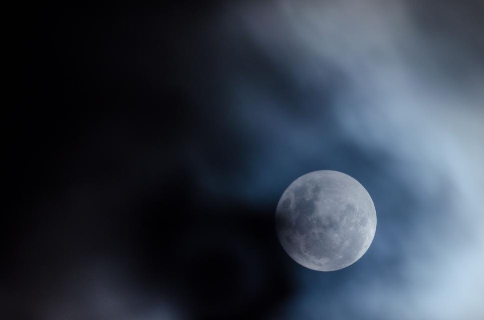 Free Image of Full Moon Peeking Through Clouds 