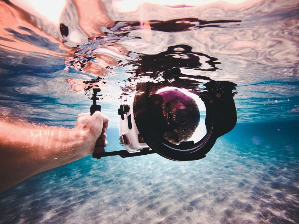Free Image of Person Holding Camera in Water 