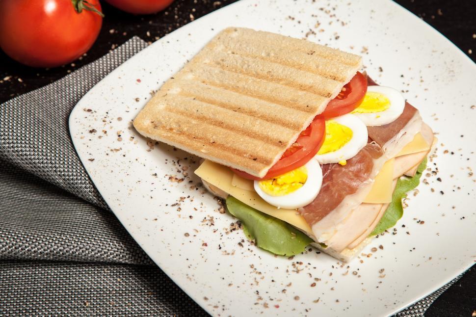 Free Image of White Plate With Sandwich on Table 