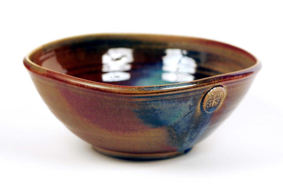 Free Image of Brown and Blue Bowl on White Table 