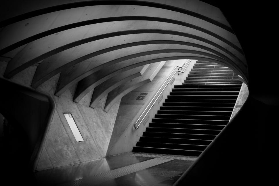 Free Image of A Black and White Staircase 