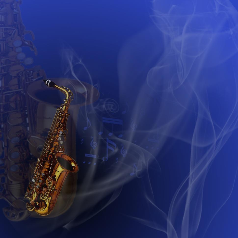 Free Image of Close Up of a Saxophone on Blue Background 