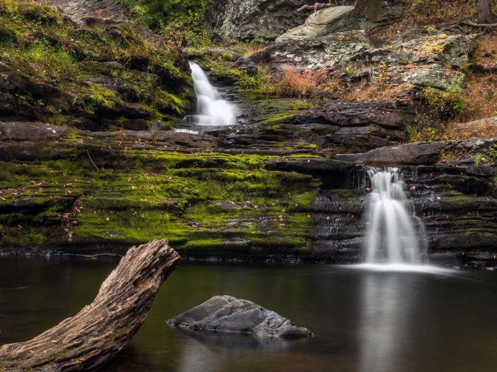Free Image of Log, Rocks and Factory Falls in Autumn 