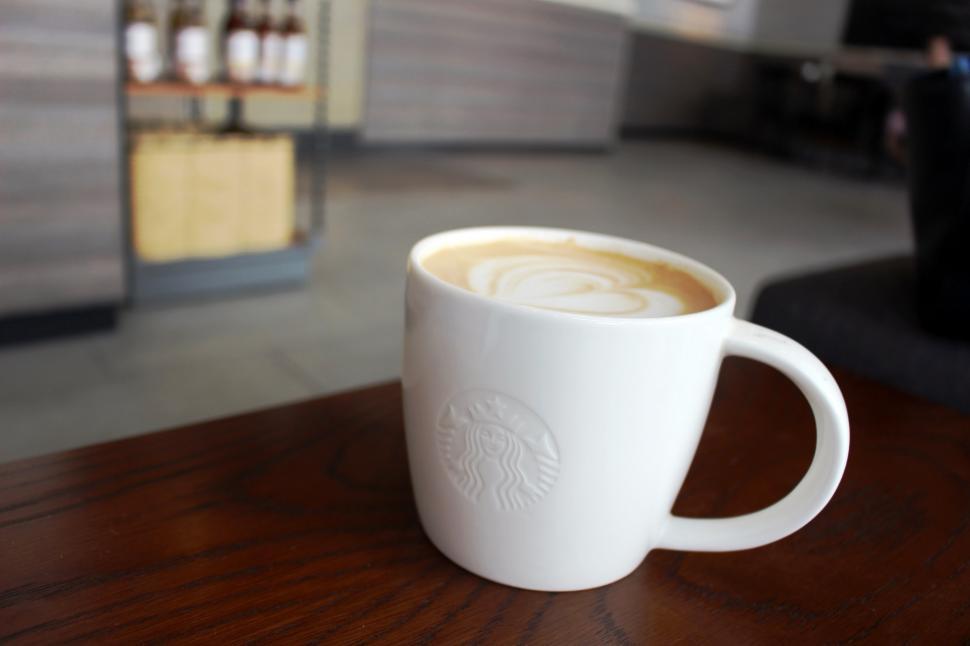 Free Image of Mug of Starbucks branded coffee  