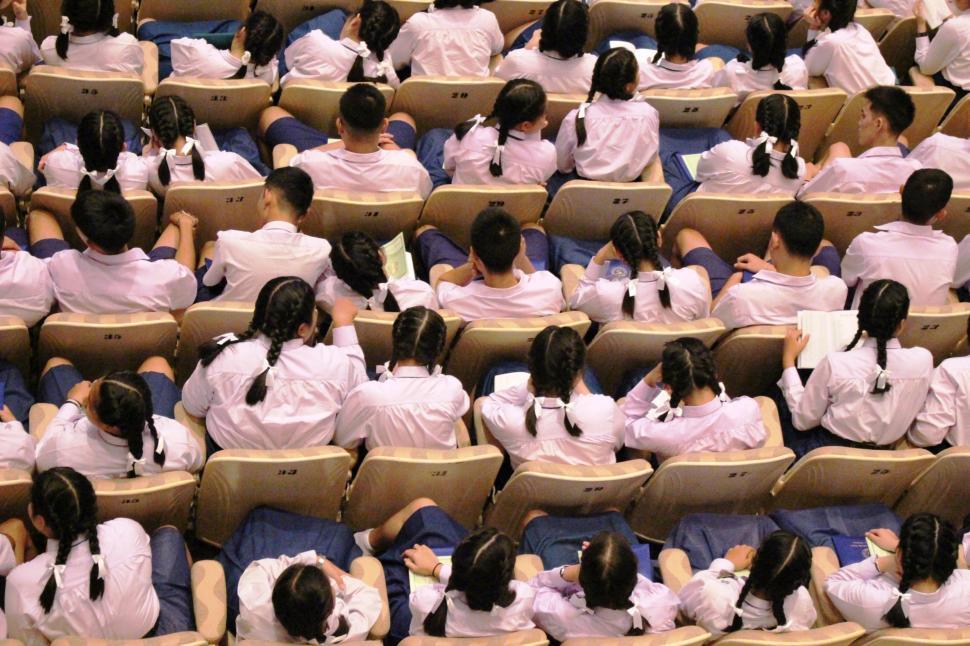 Free Image of Top view of high school students sitting in a lecture theater  