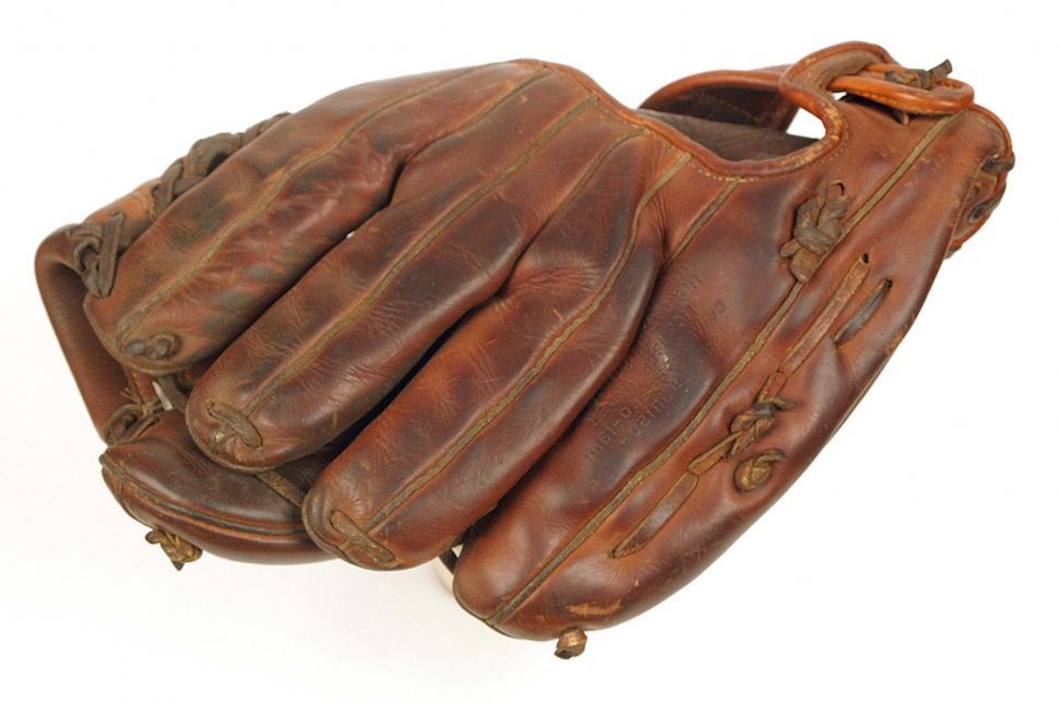 Free Image of Old Baseball Glove on White Background 