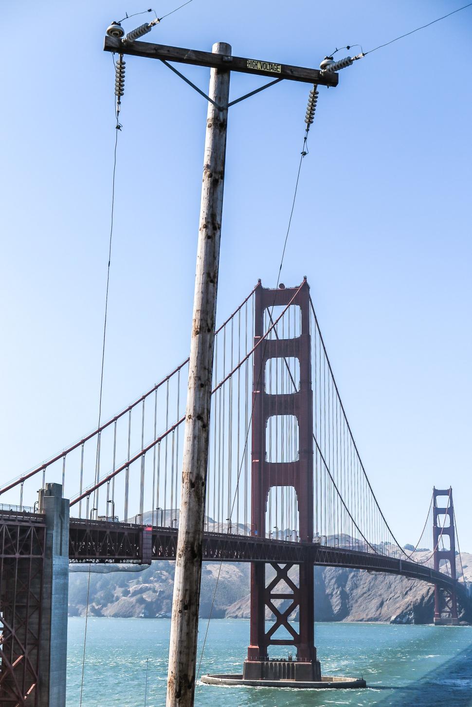 Free Image of Golden Gate bridge obscured by Telephone Pole 