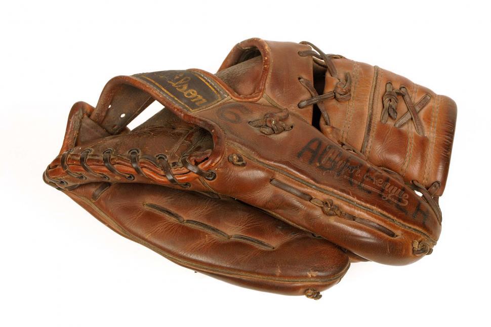 Free Image of baseball glove vintage old leather catch laces laced worn used wilson fingers webbing A2000 object 