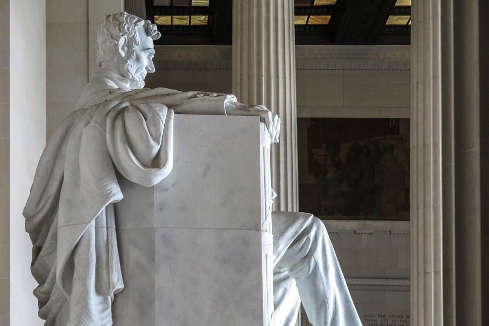 Free Image of Side view of Abraham Lincoln statue, Lincoln Memorial 