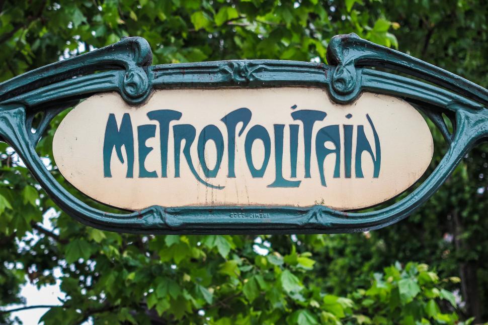 Download Free Stock Photo of Old Paris Metro sign 