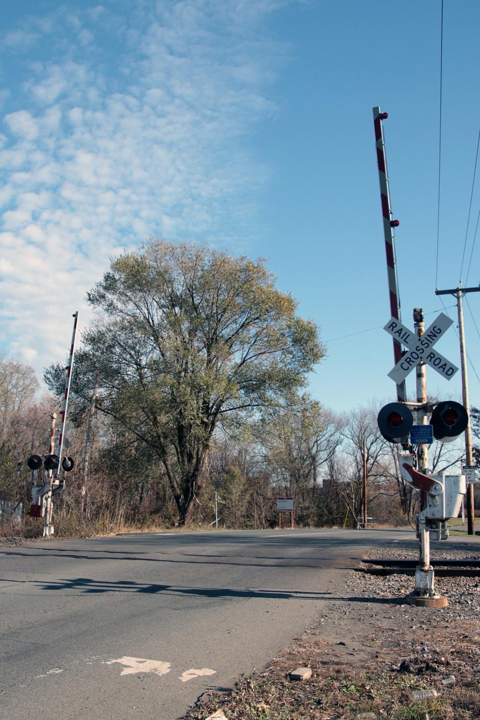 Free Image of Two Lane Road and Railroad Crossing 