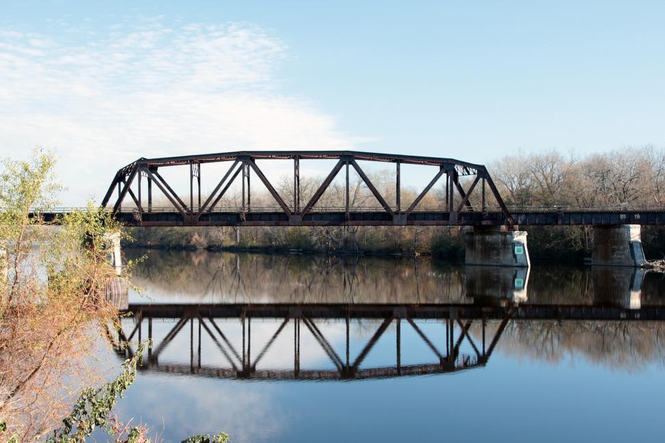 Free Image of Railway Bridge Silhouette and Reflection 