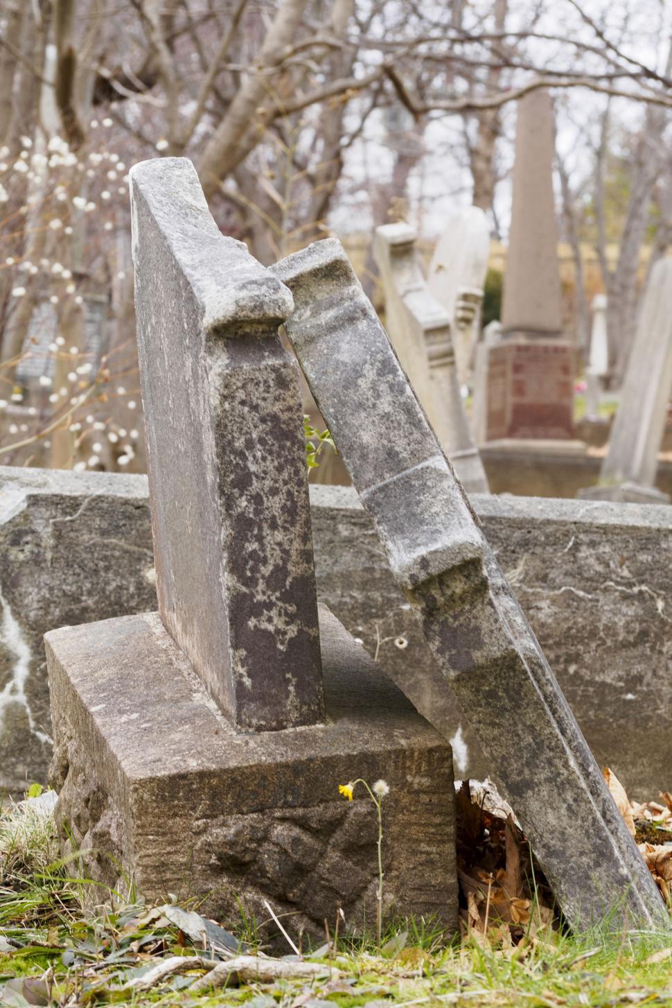 Free Image of Broken Headstone and Green Grass 