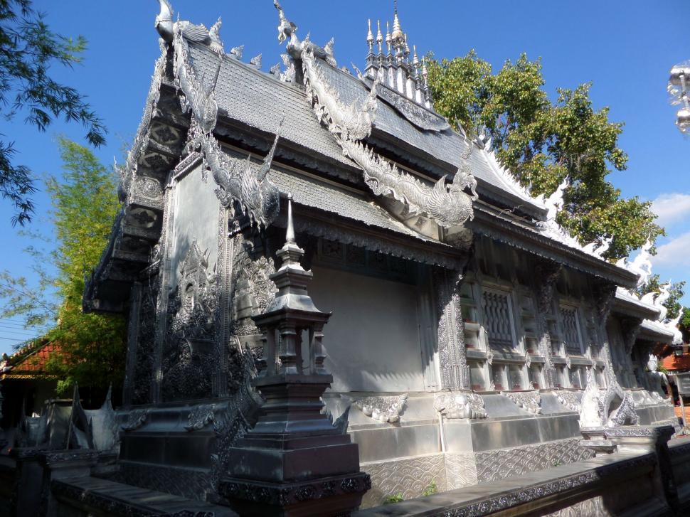 Free Image of Silvered Ordination Hall of Suphan Buddhist Temple 