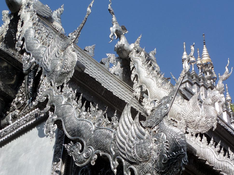 Free Image of Silvered Ordination Hall of Suphan Buddhist Temple 