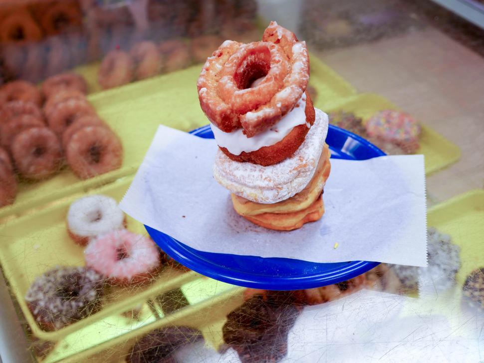 Free Image of Donuts stacked on each other  