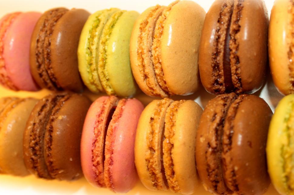 Download Free Stock Photo of Sweets and Cookies - Rows of French Macaroons 