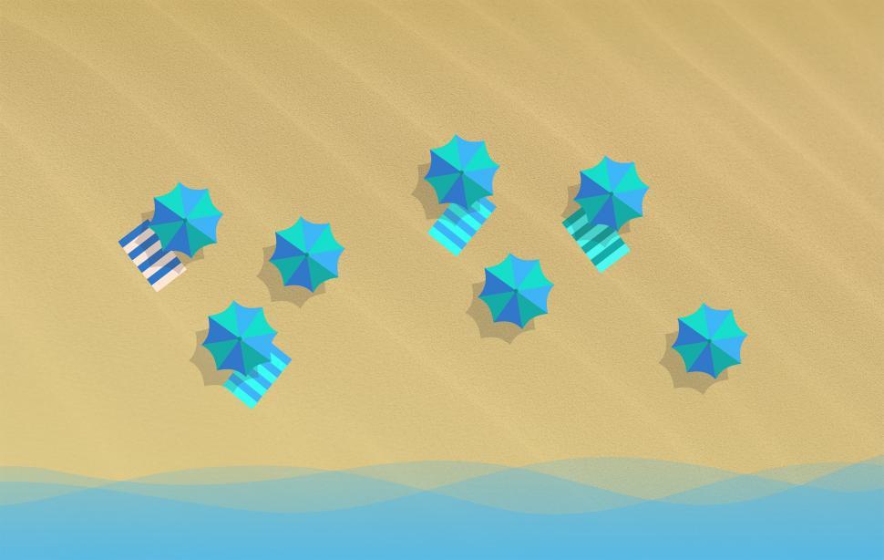 Free Image of On the Beach Concept - Various Parasols - Top View 