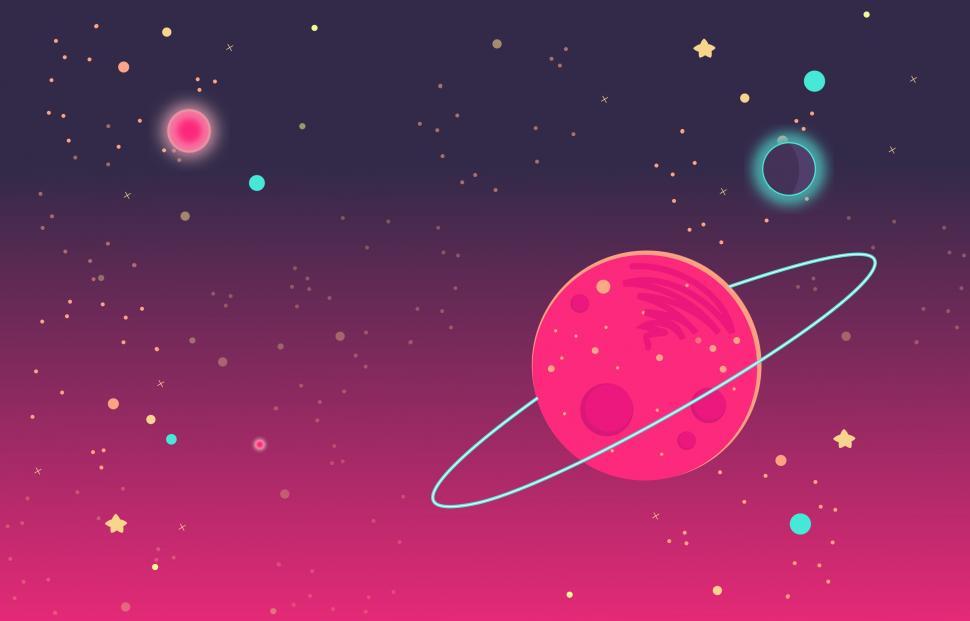 Download Free Stock Photo of Deep Colorful Outer Space - Cartoon Illustration 