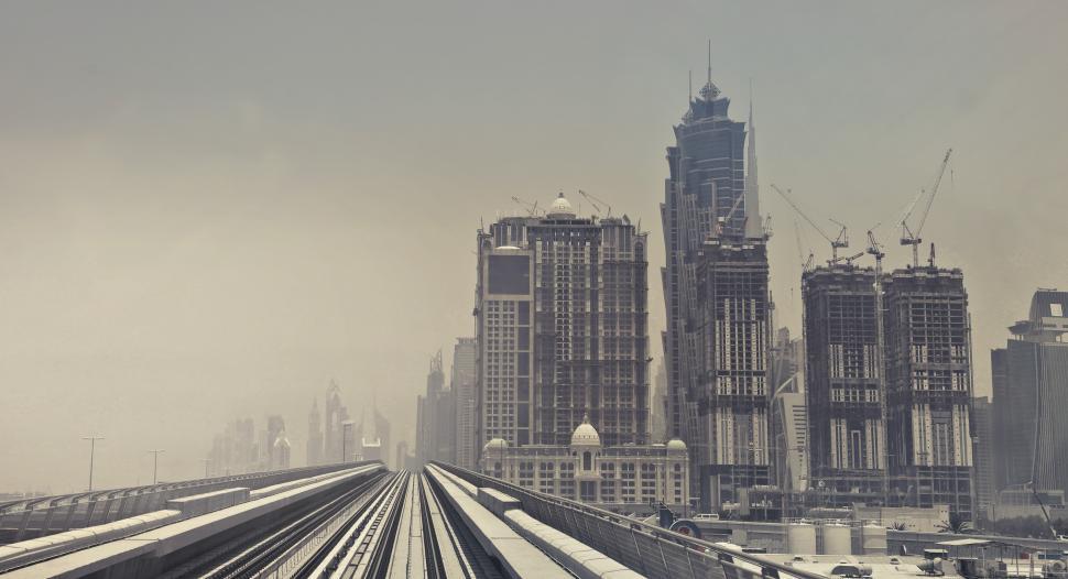 Free Image of View of the Metro Line and Skyscrapers in Dubai 