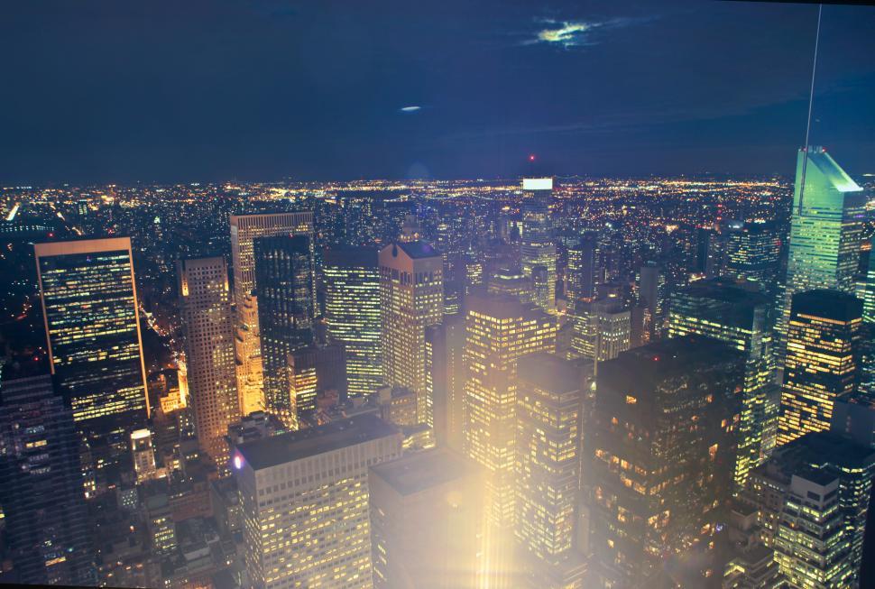 Free Image of Night View Of skyscrapers in New York City 