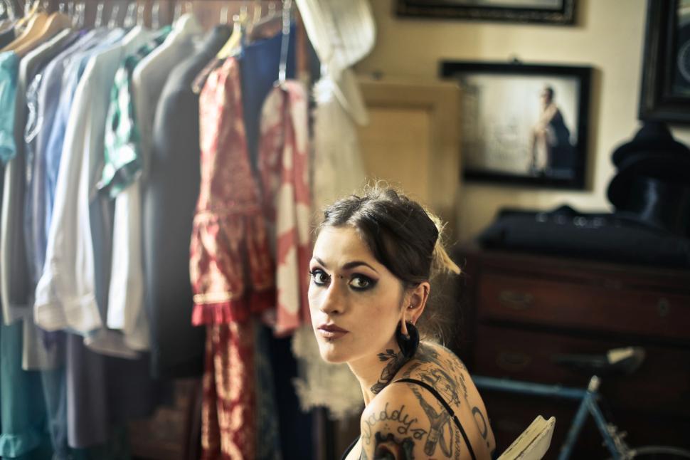 Free Image of Young Woman with many tattoos 