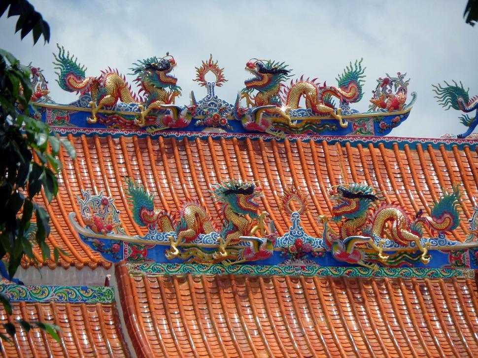 Free Image of Chinese temple roof detail 