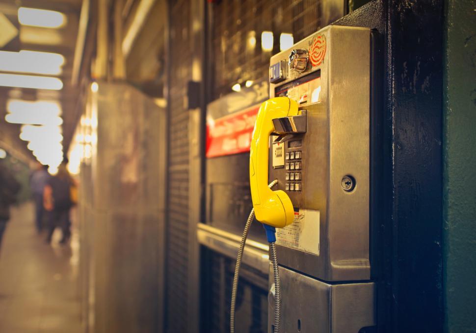 Free Image of View of Yellow public pay phone 