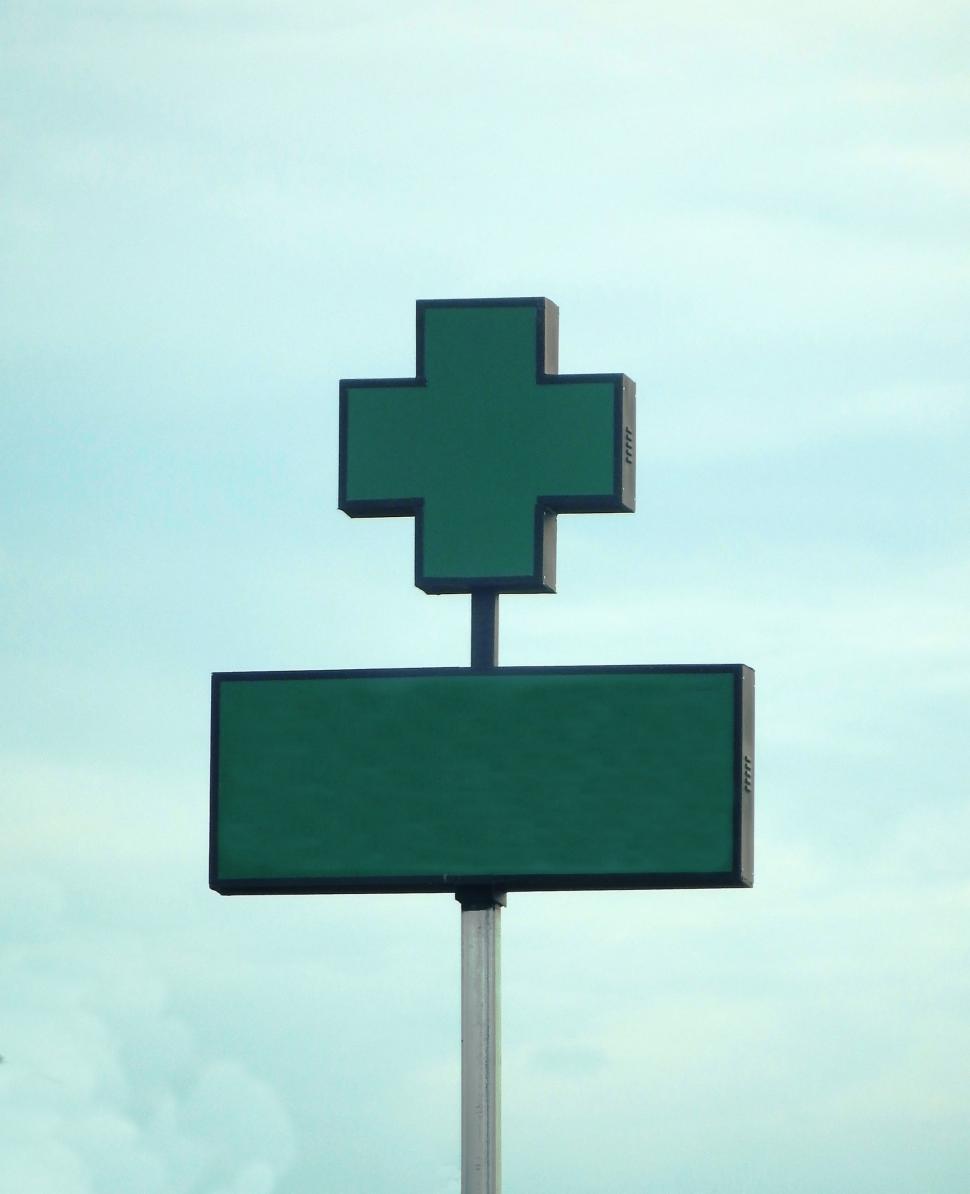 Free Image of Blank hospital green cross sign  
