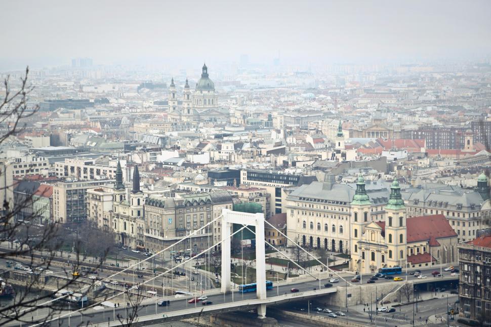Free Image of Aerial View Of Elisabeth Bridge and Budapest, Hungary 
