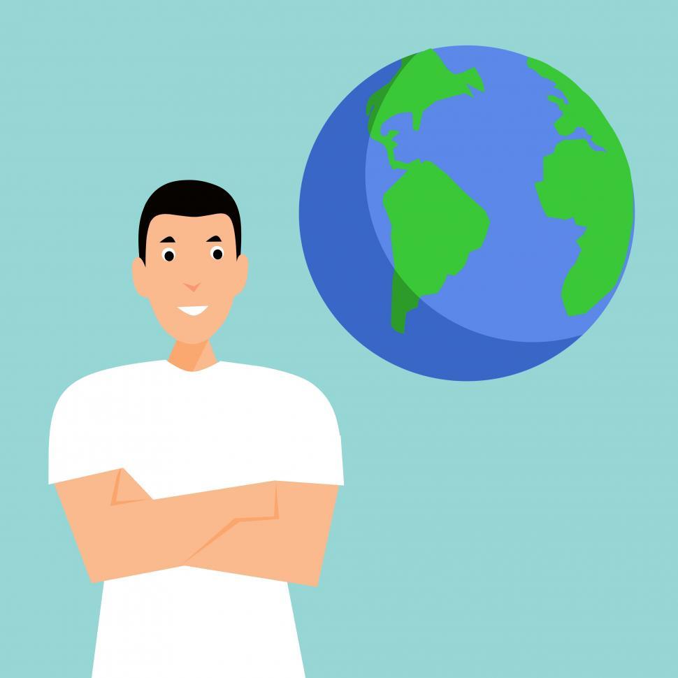 Free Image of earth world and man with arms crossed 