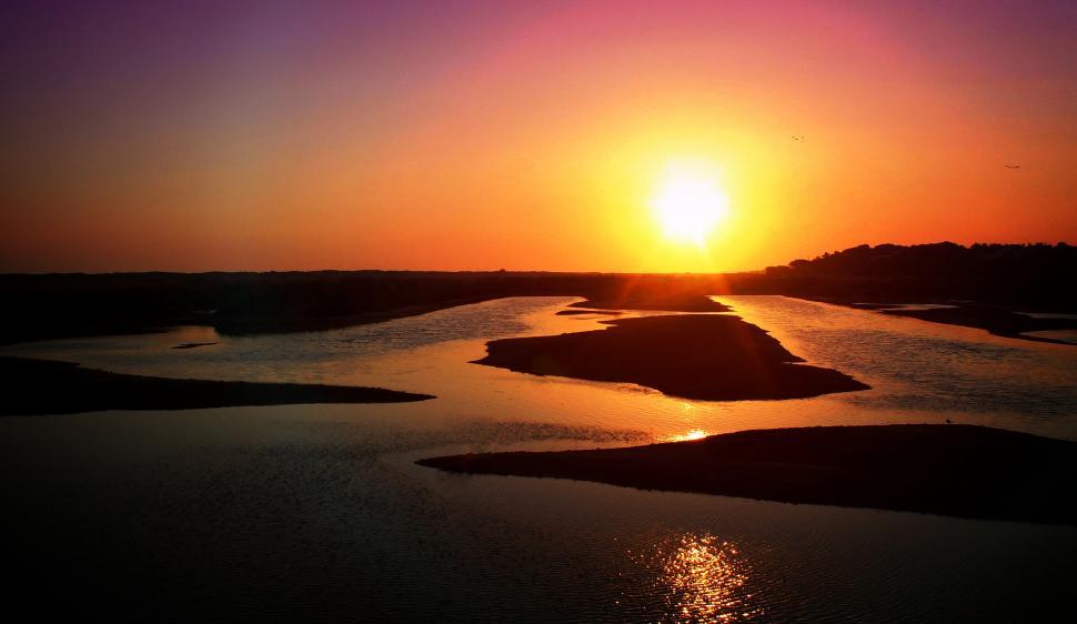 Free Image of Sunset over the Ria Formosa Natural Park near Faro in Algarve Po 
