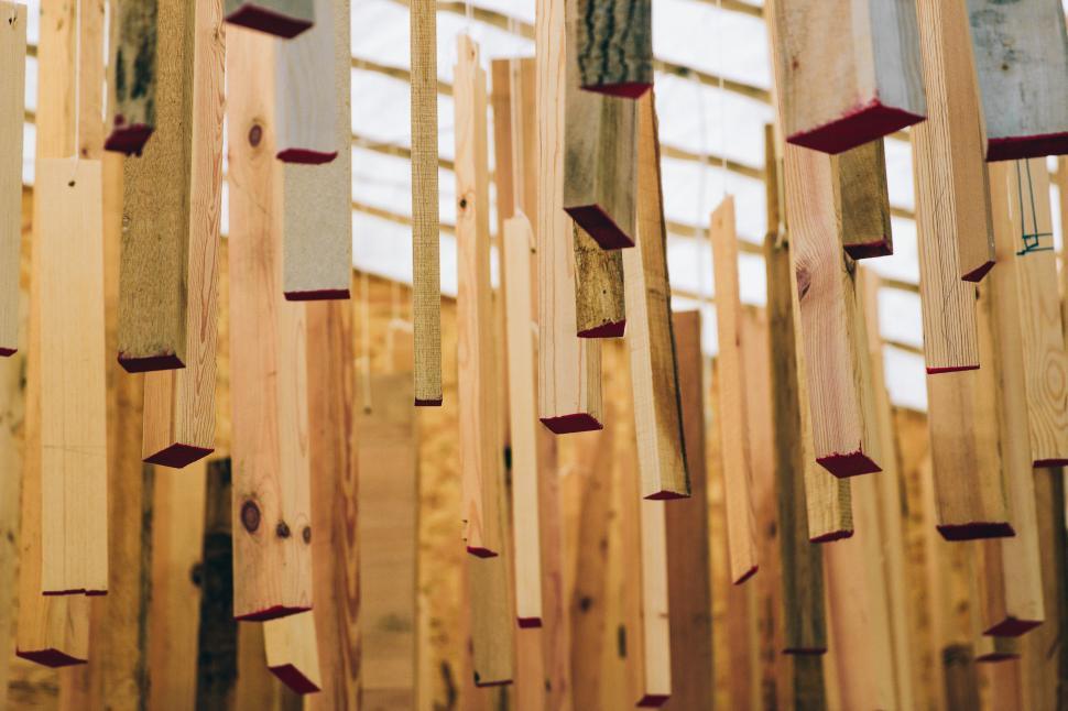 Free Image of Abstract hanging wood art 